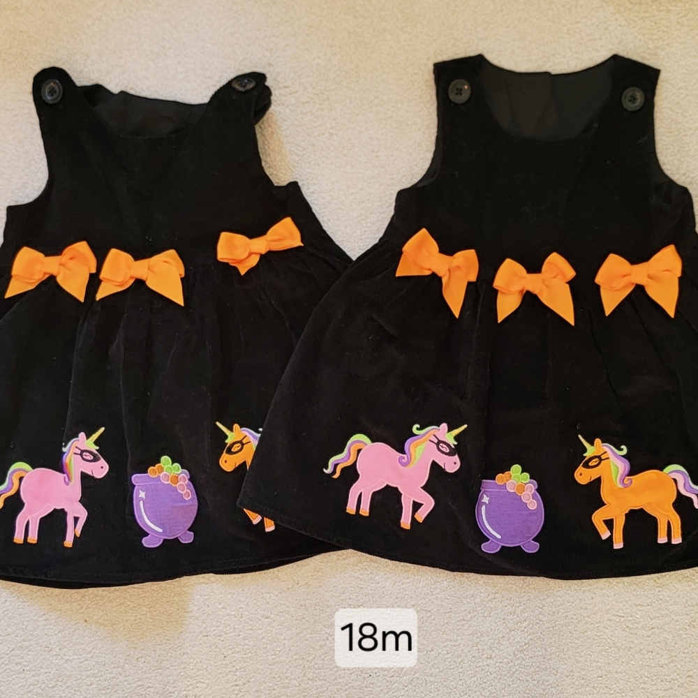 Black and Orange Unicorn Kids Costume Dress